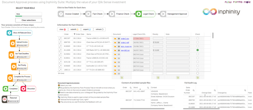 The Inphinity Suite will enable your Qlik environment to Upload, categorize, and approve documents.