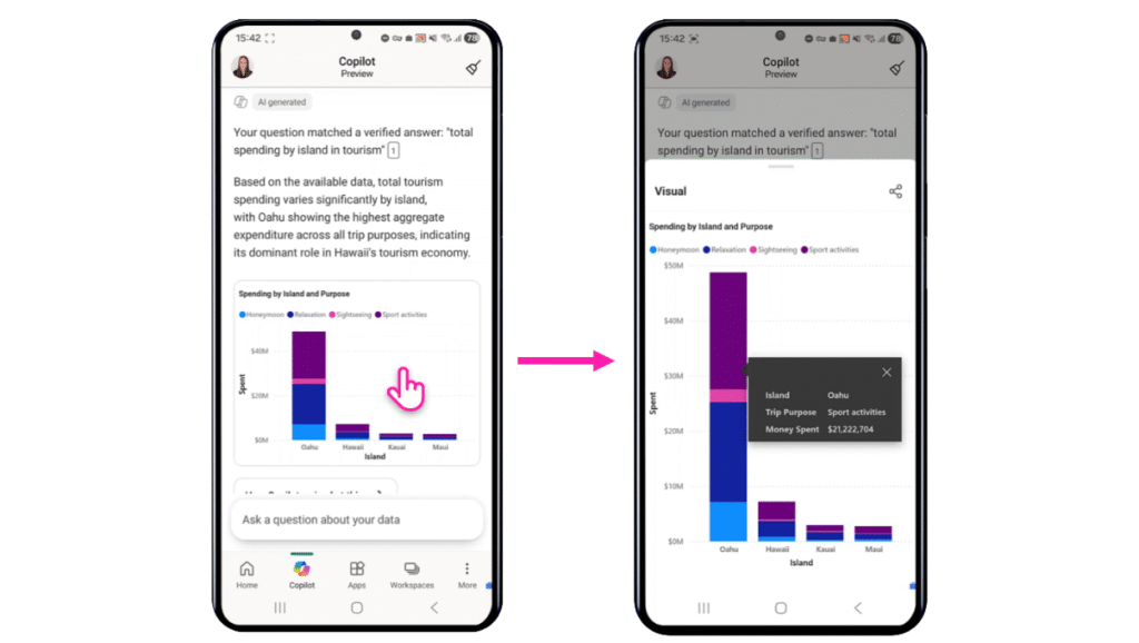 Standalone Copilot in the Power BI mobile app (Preview)